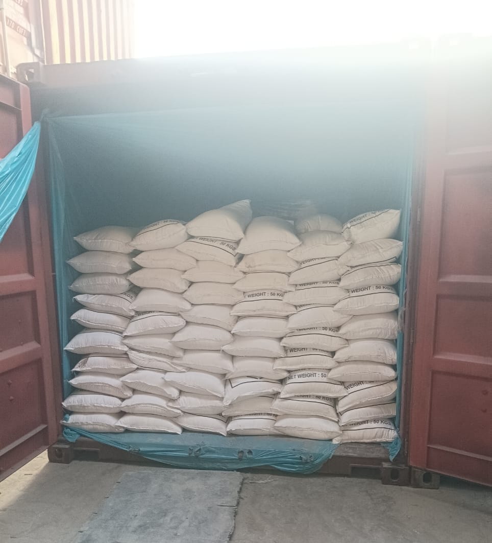 Ready to ship containers with bulk mineral export cargo