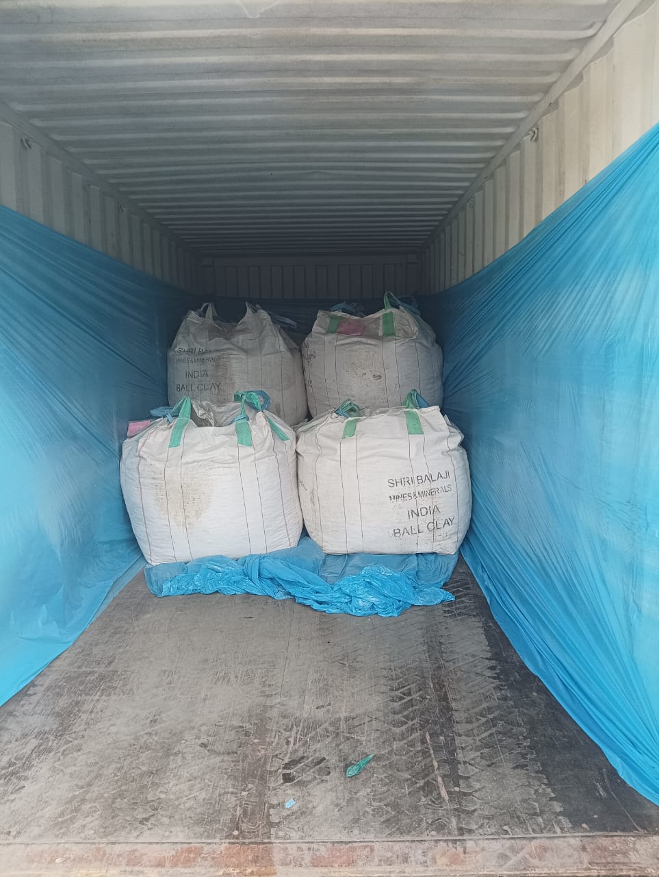 Containers loaded with industrial minerals ready for export shipment