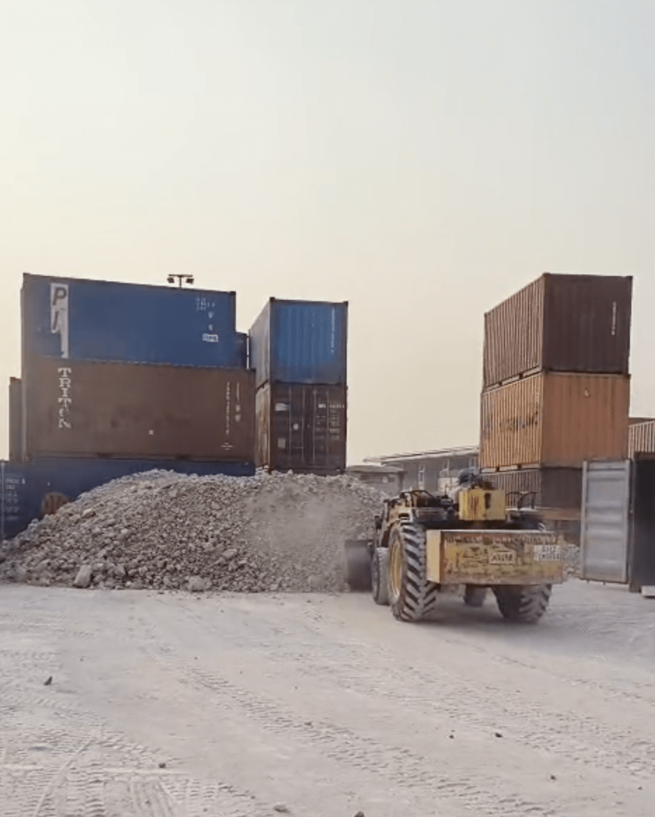 Industrial minerals being loaded for transportation to port for export