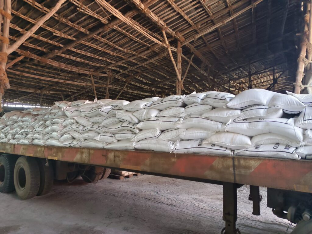 Export ready mineral packaging prepared for bulk supply