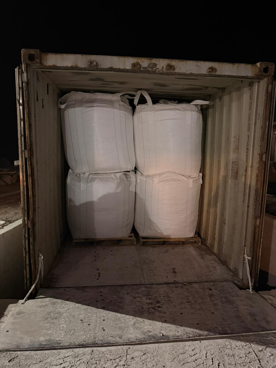 Potassium feldspar jumbo bags loaded in shipping container for global export from India